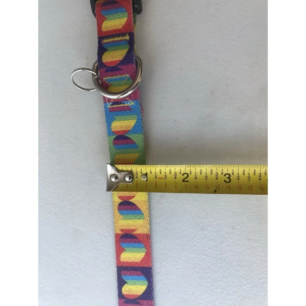 Rainbow Heart Dog Collar Adjustable Quick Release Buckle Nylon Small Medium